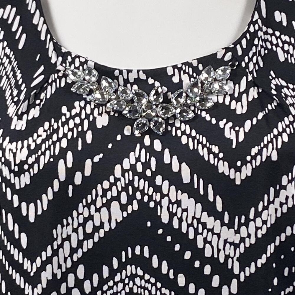 Kim Rogers Dress Womens Petite Large Chevron Dot Sleeveless Embellished - Picture 2 of 5